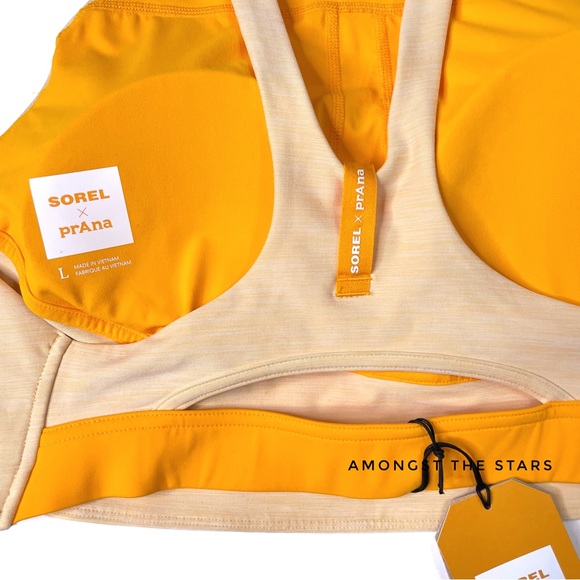 Sorel x prAna Wandering Soul Chalk Yellow & Gold Longline Bralette Sports Bra - Picture 14 of 14